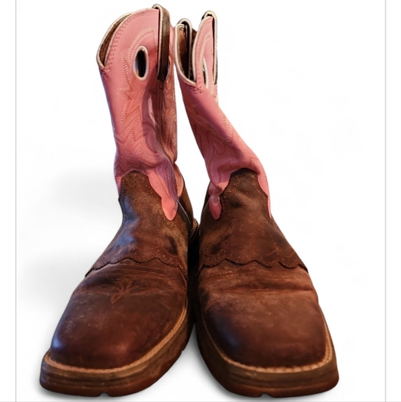 Durango Women's Flirt Western 10 inchSaddle Boots Size 9 M Pink Brown Leather - Picture 2 of 9